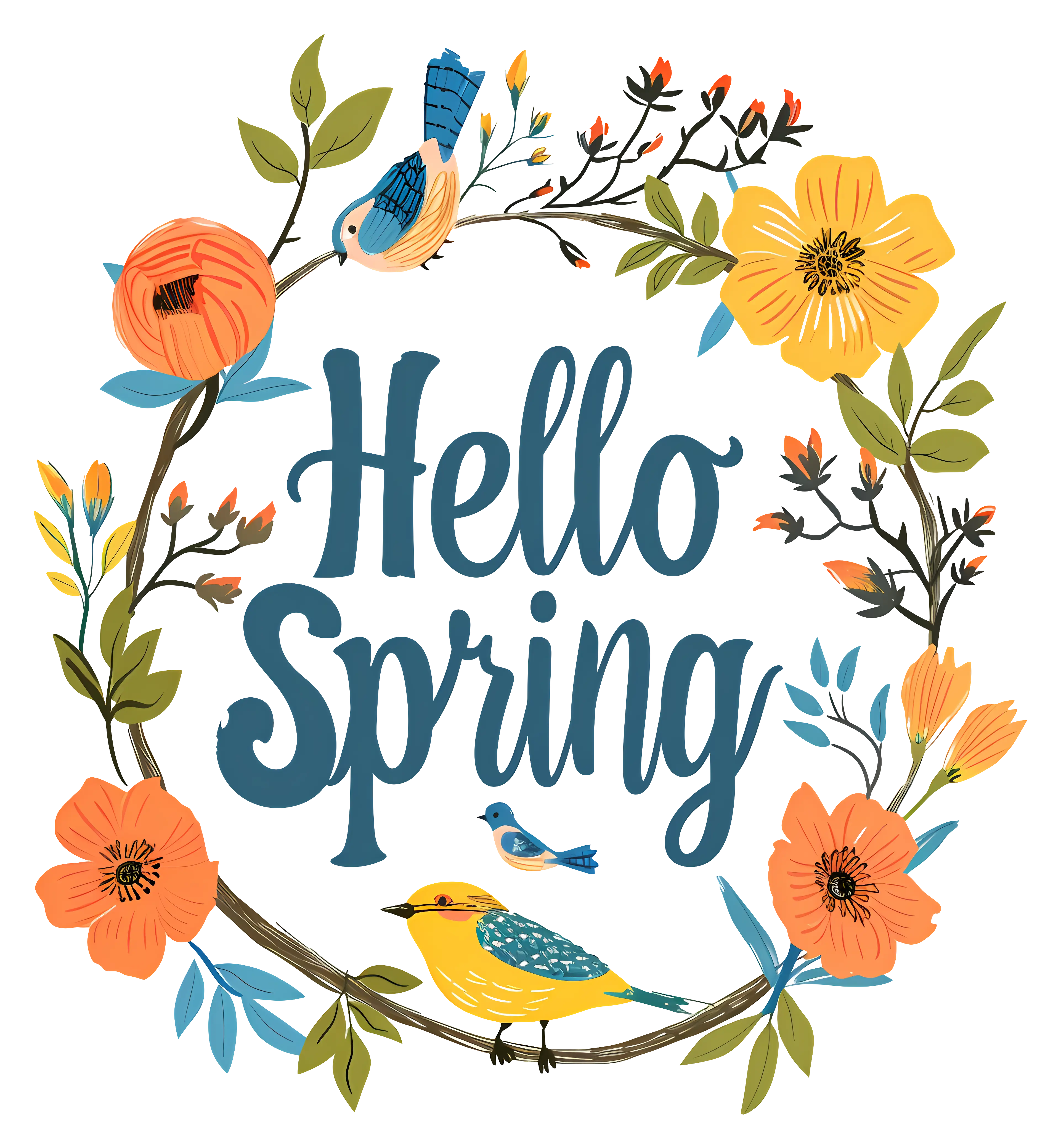 Spring Wreath with Hello Spring Text