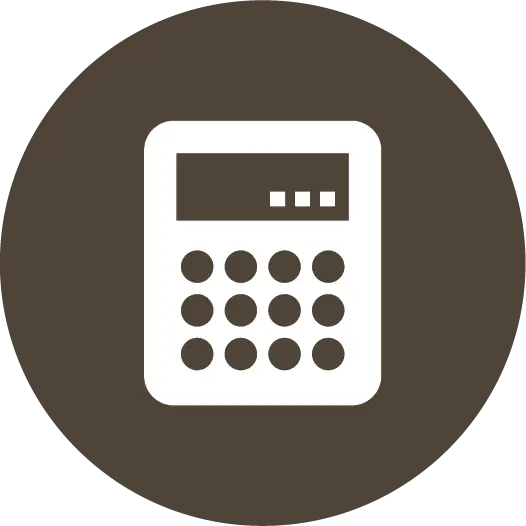 Calculator Icon in Brown Circle