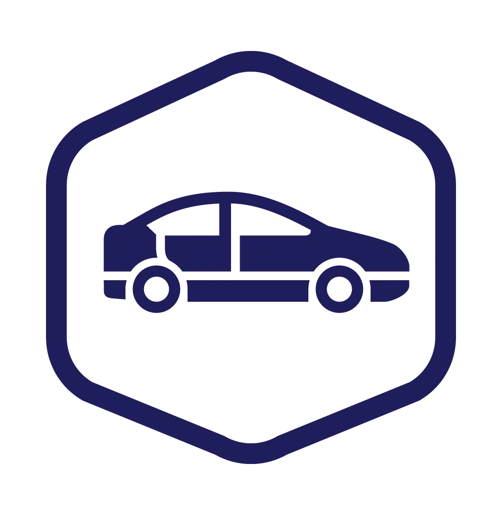 Car Logo in Blue with Hexagonal Frame
