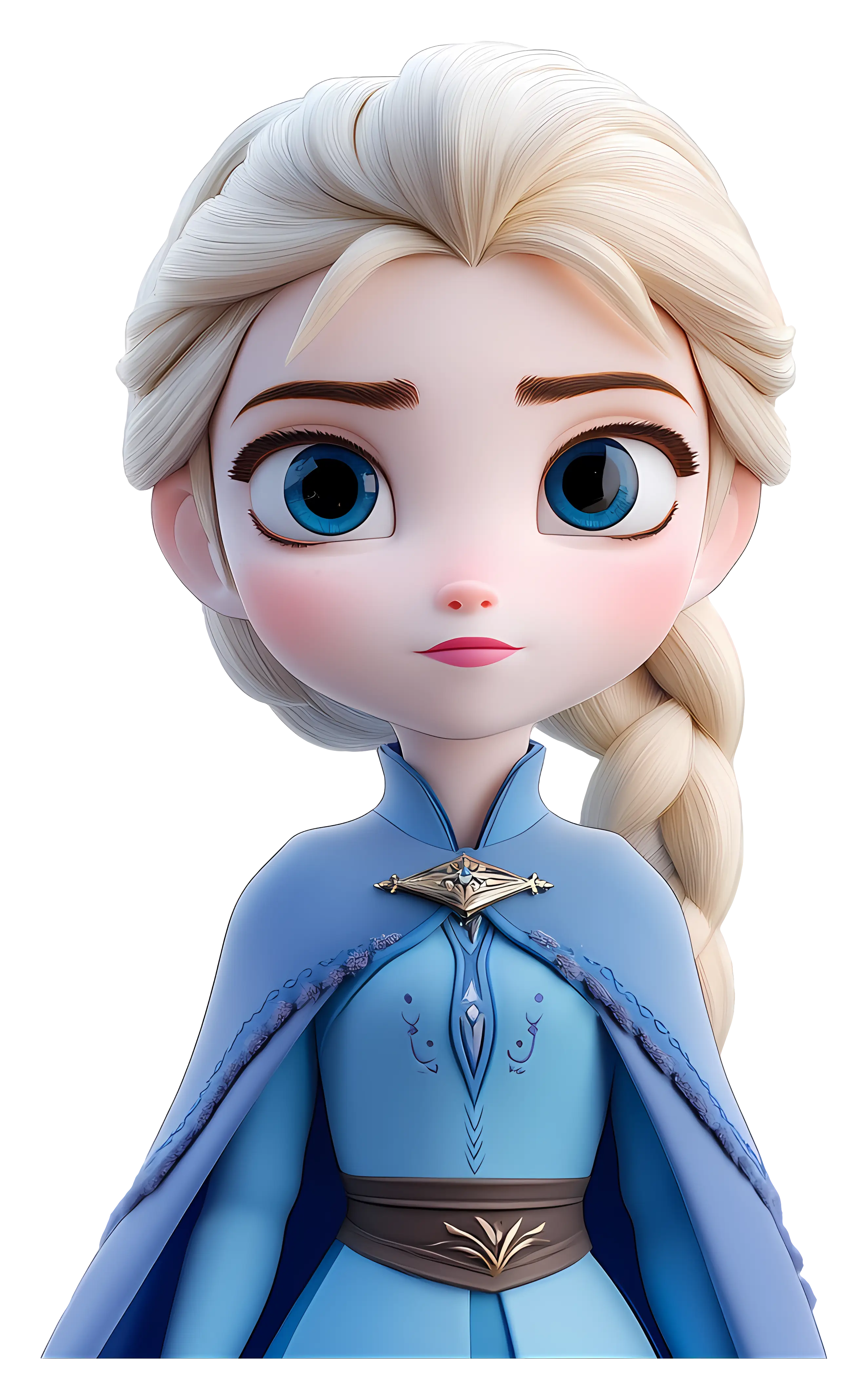 Cartoon Frozen Princess with a Blue Cape