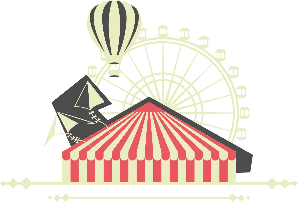 Circus Tent with Ferris Wheel and Hot Air Balloon