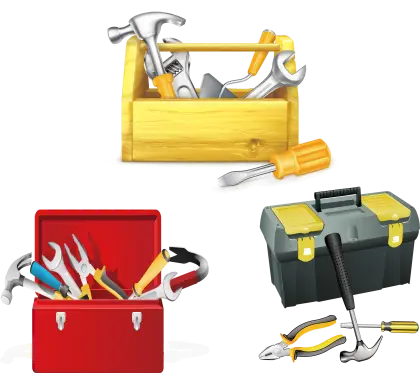 Various Toolboxes with Tools