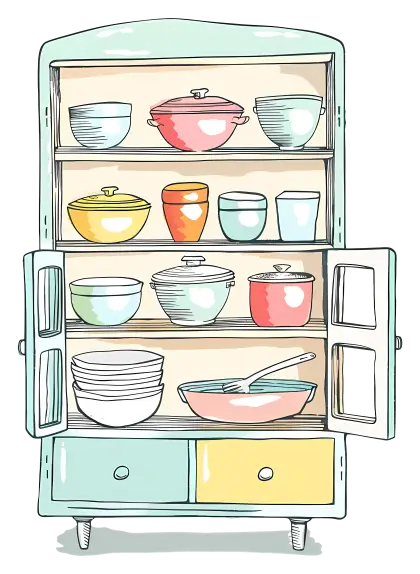 Organized Kitchen Cabinet with Dishes