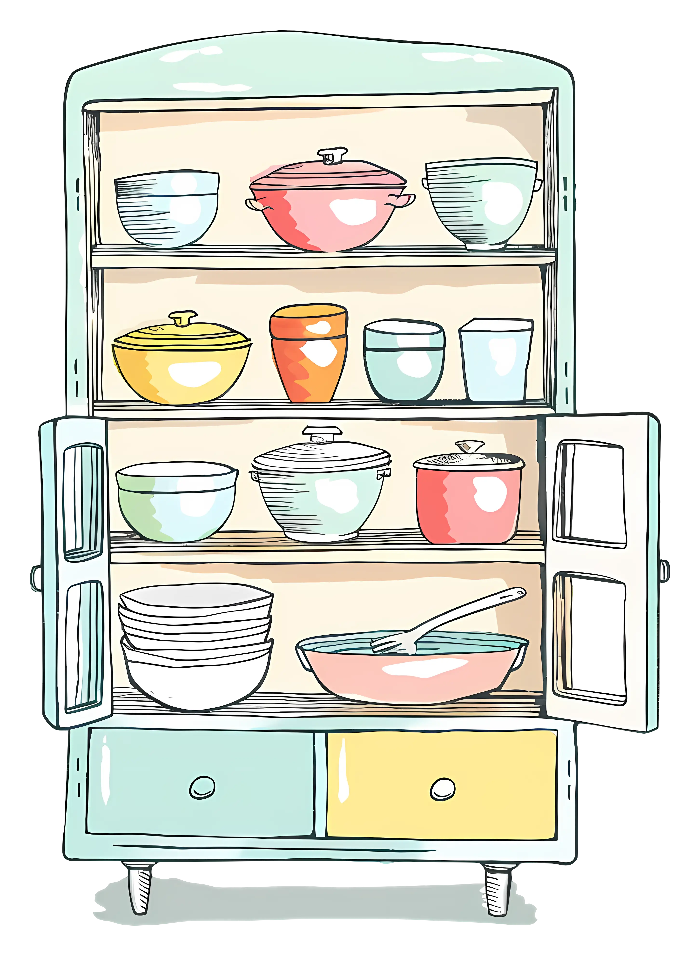 Organized Kitchen Cabinet with Dishes