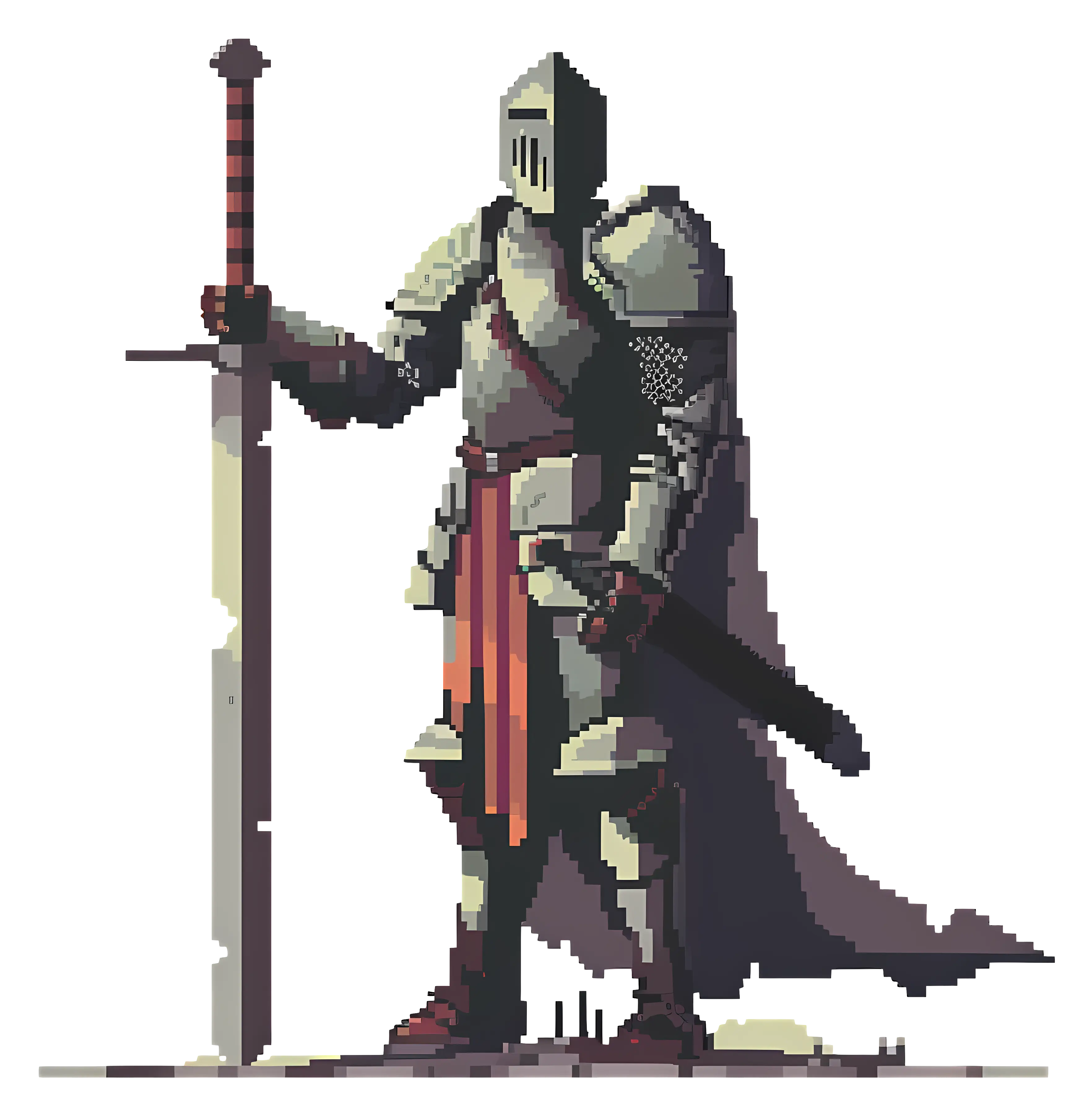 Pixel Art Illustration of a Medieval Knight