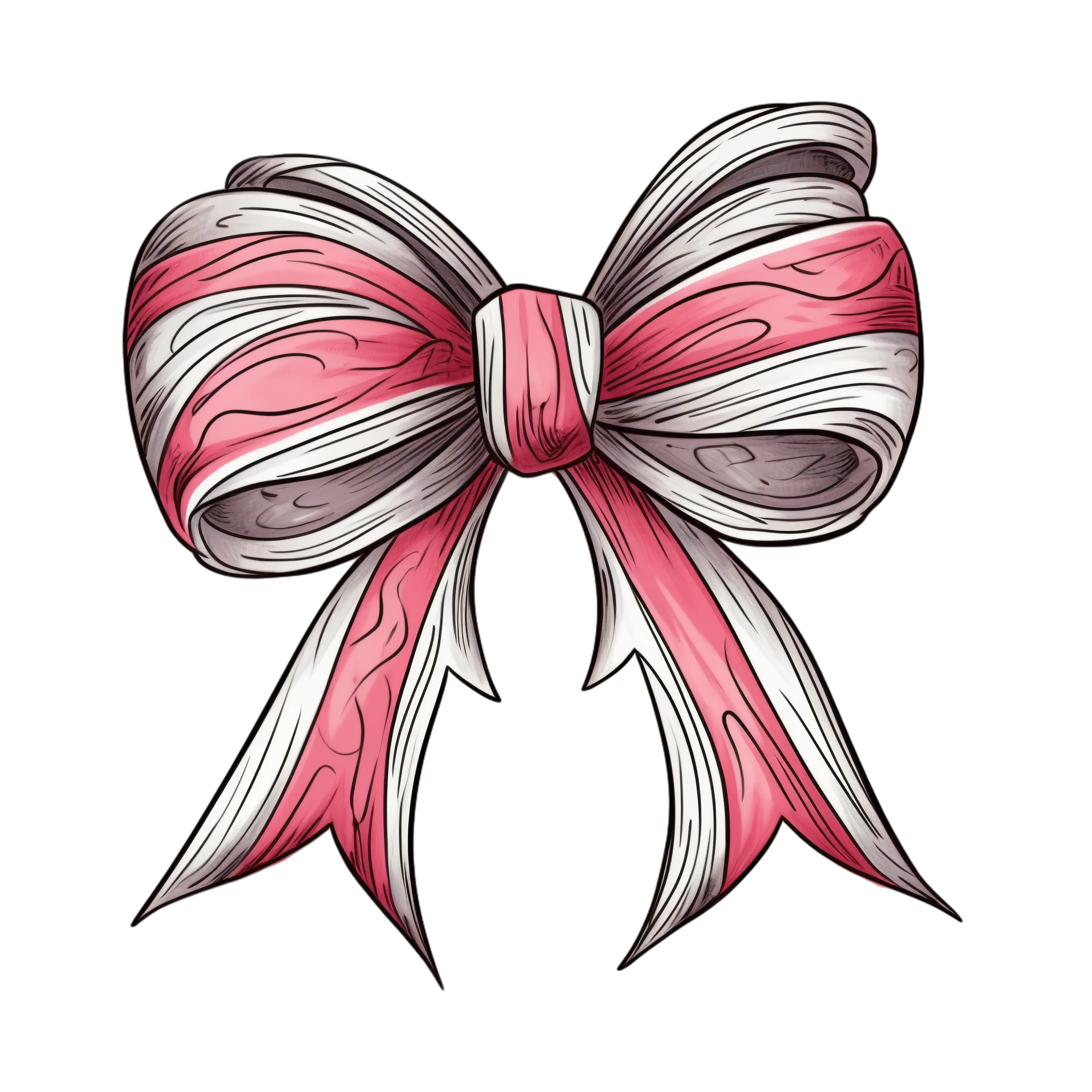 Pink and White Ribbon Bow Decoration