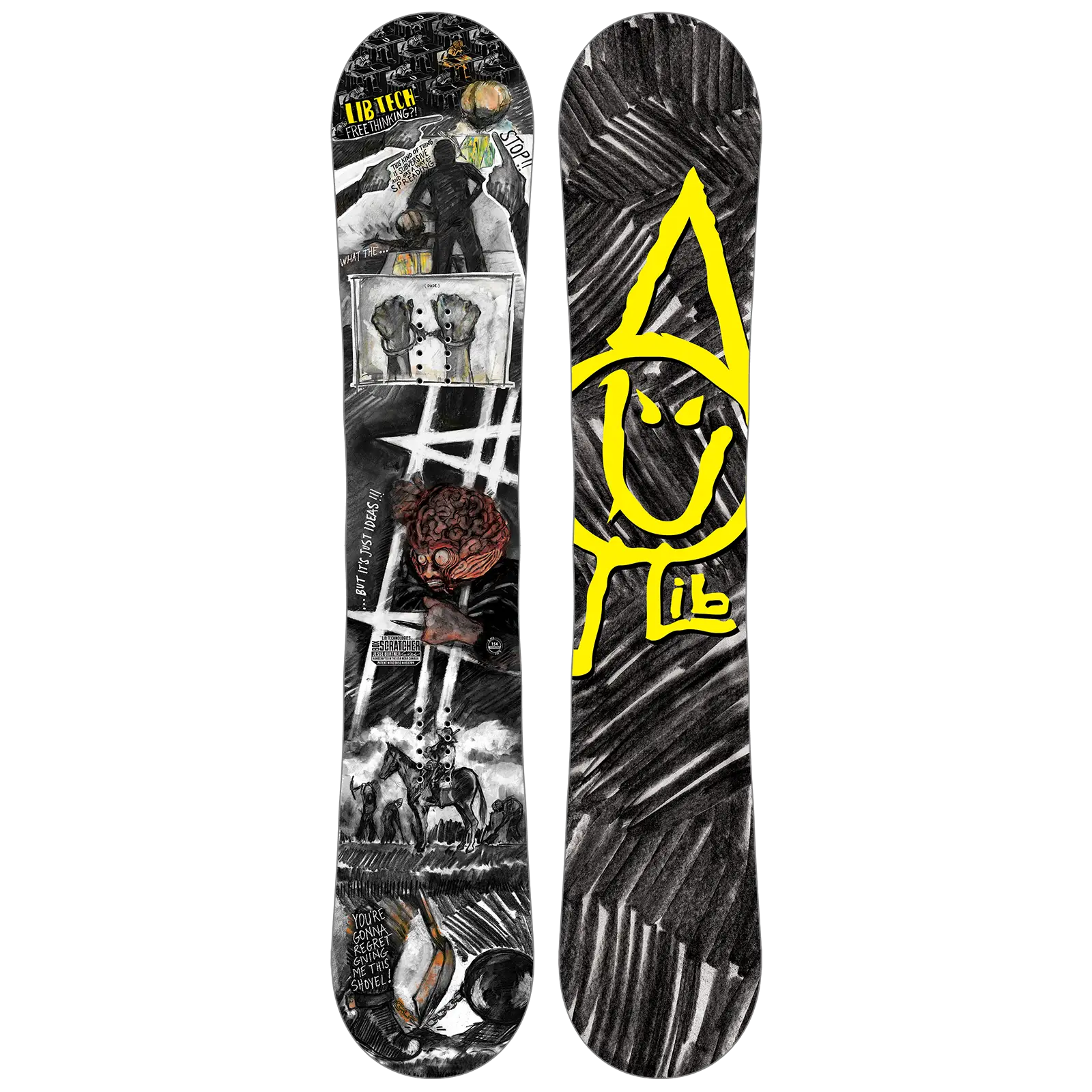 Black and Yellow Snowboard with Graphics