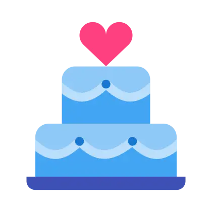 Blue Wedding Cake with Heart