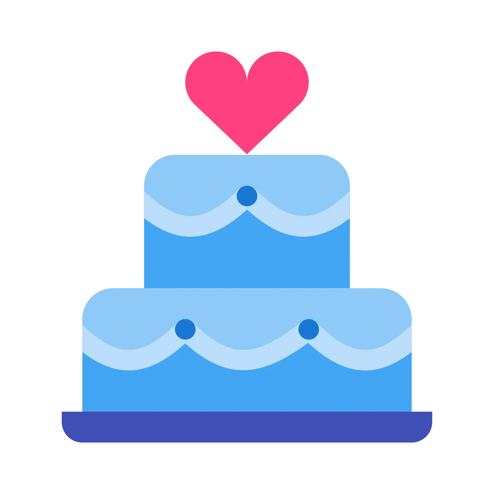 Blue Wedding Cake with Heart