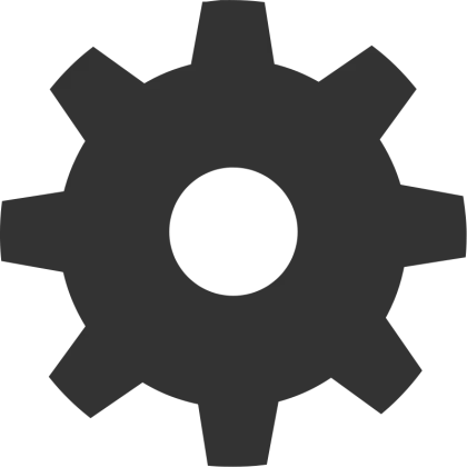 Black Gear Icon for Settings or Mechanism