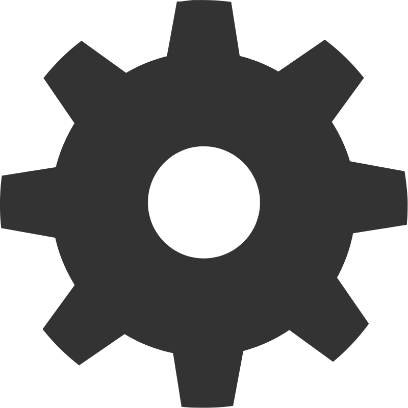 Black Gear Icon for Settings or Mechanism