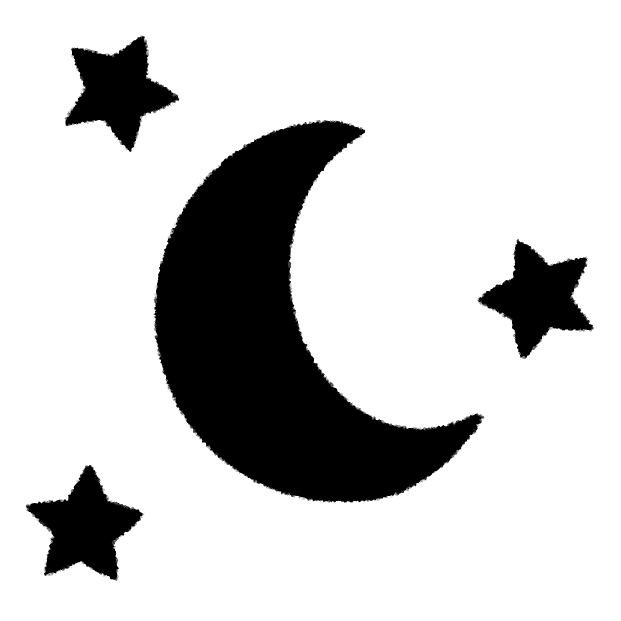 Black Crescent Moon and Stars Symbol