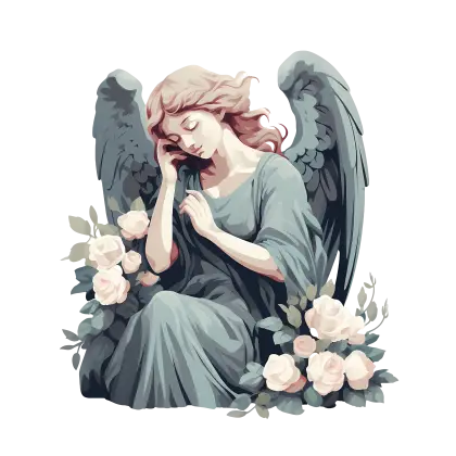 Angel Statue with Flowers