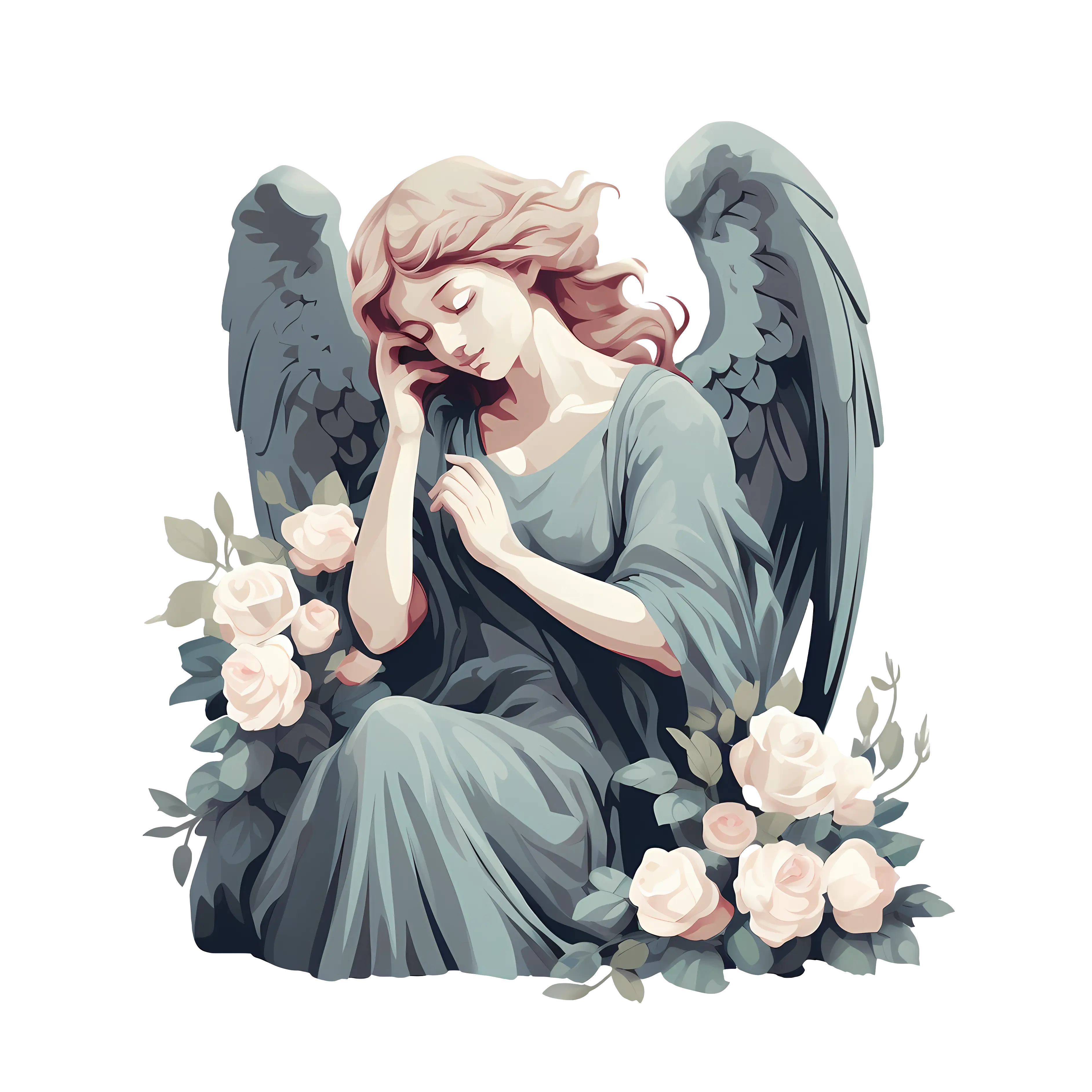 Angel Statue with Flowers