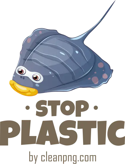 Cute Ray Fish Supporting Stop Plastic Campaign
