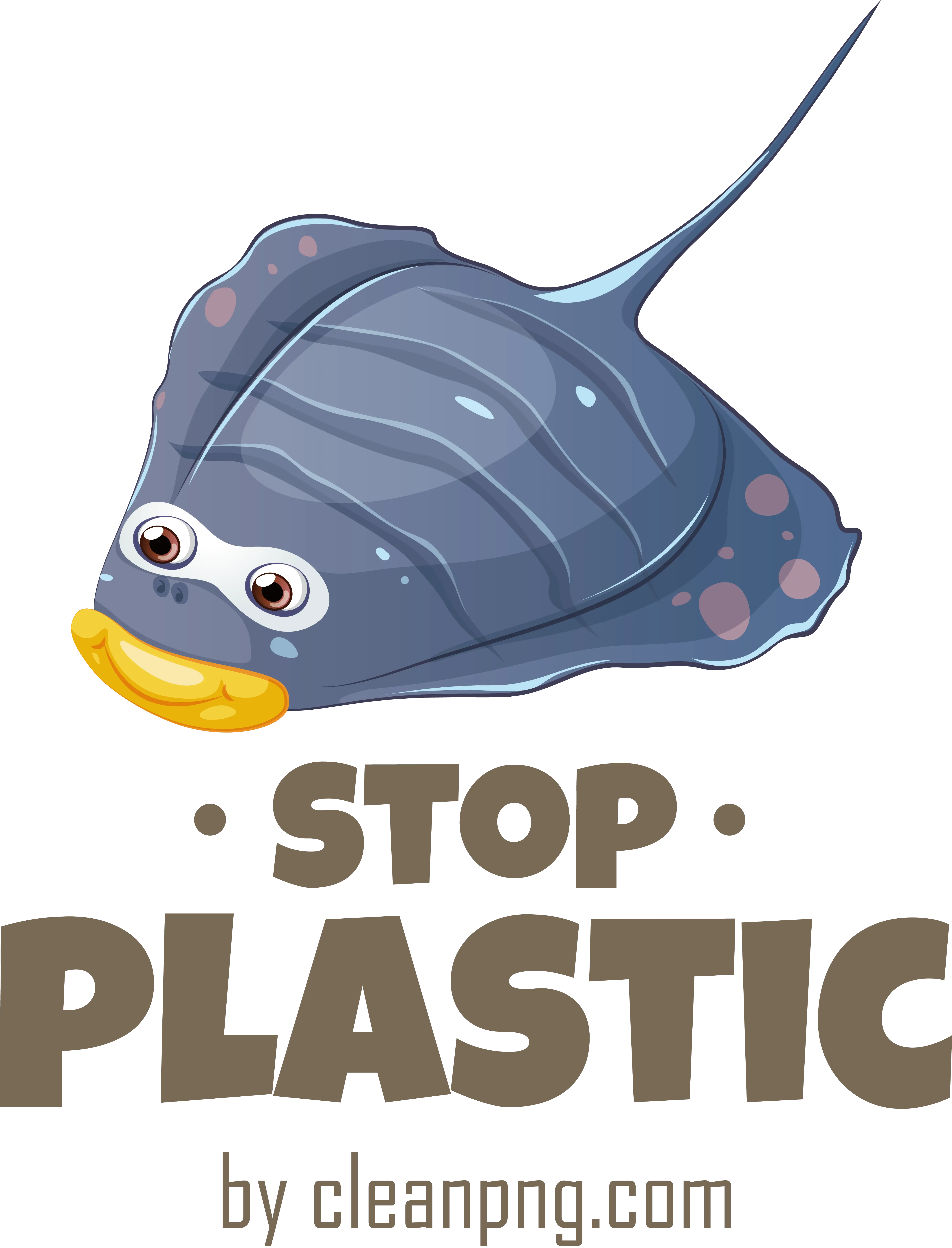 Cute Ray Fish Supporting Stop Plastic Campaign