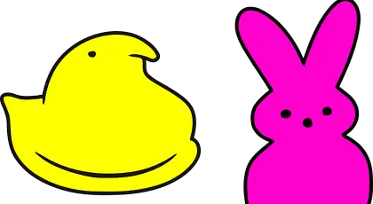 Cartoon Yellow Bird and Pink Bunny Figures