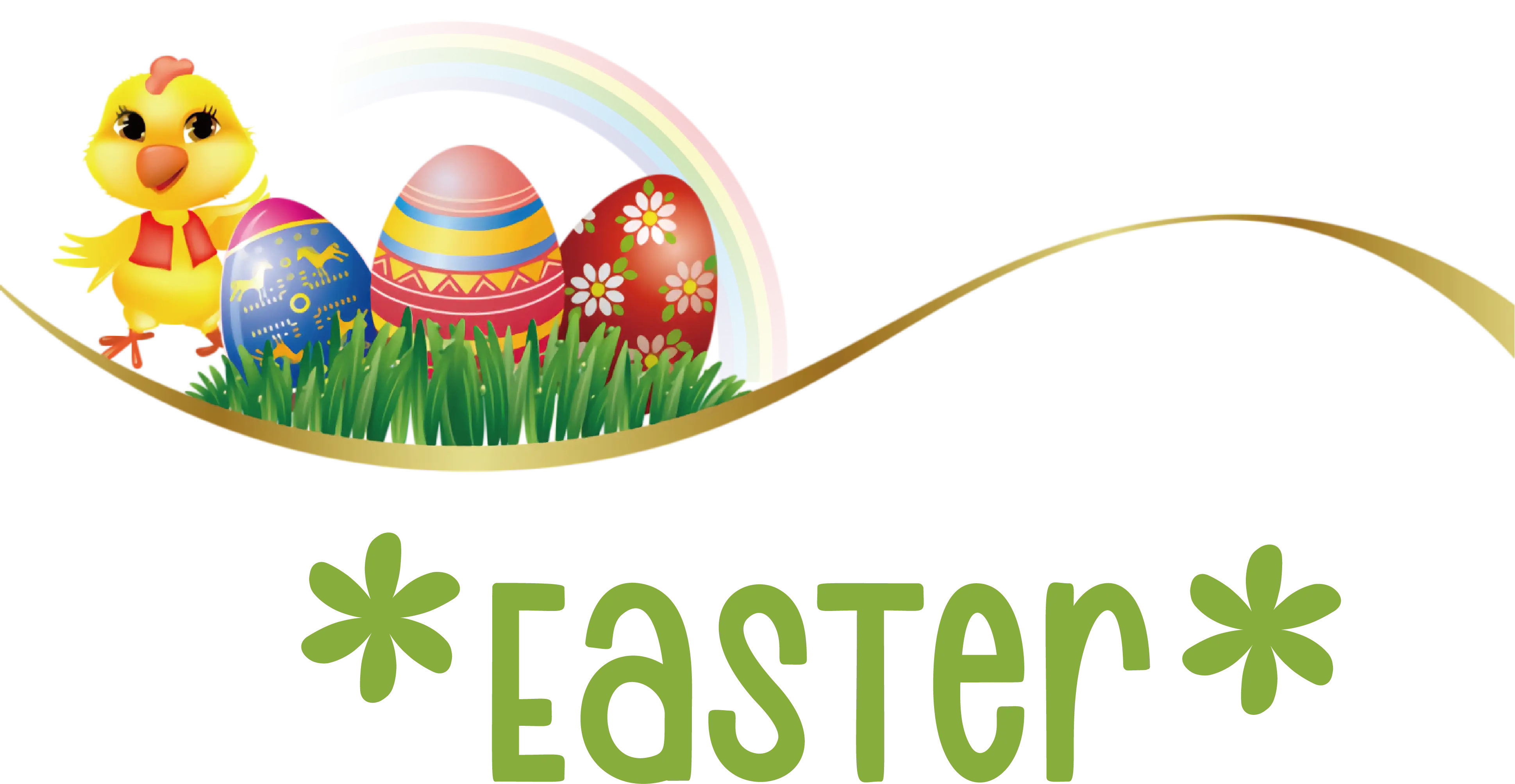 Easter Design with Eggs and Baby Chick