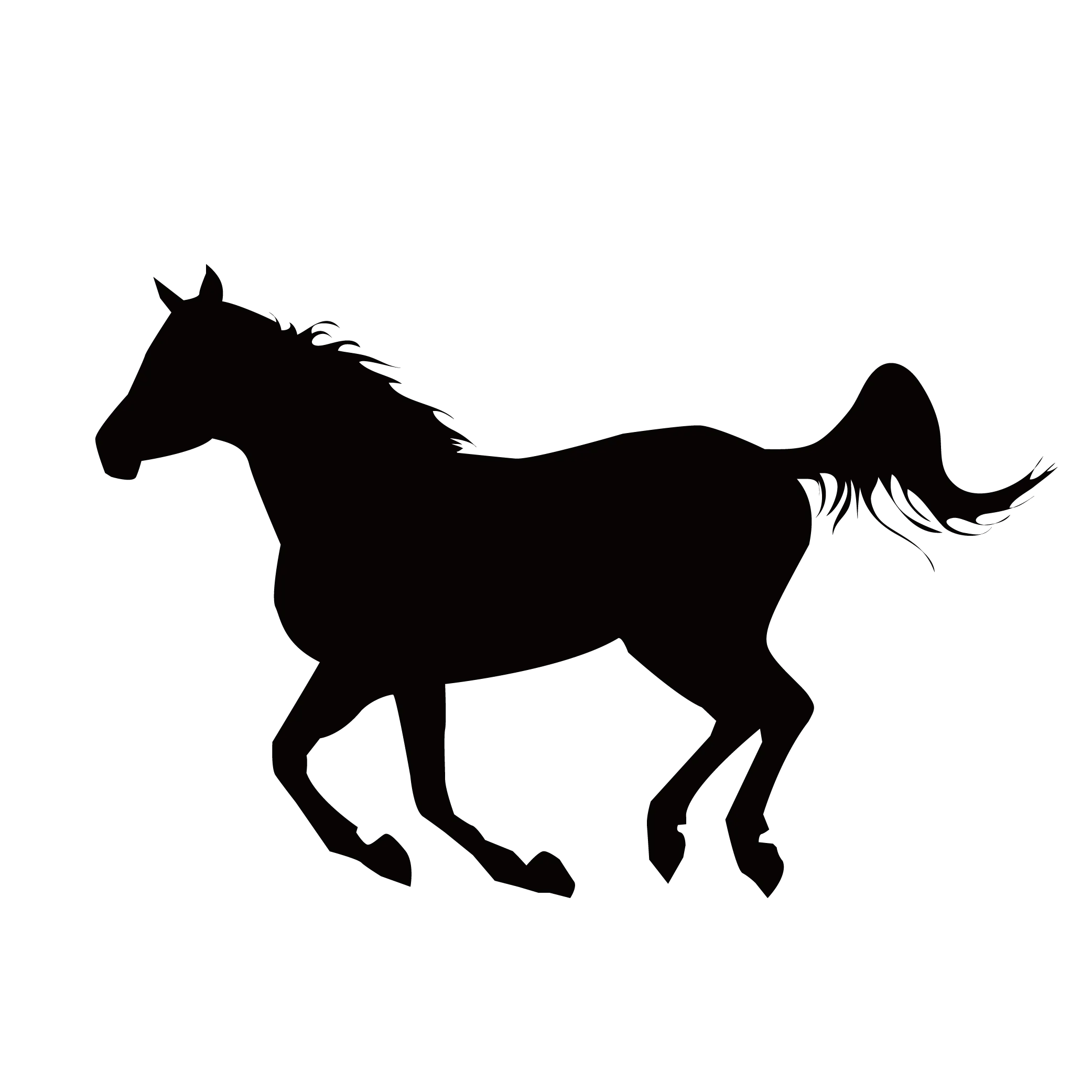 Black Horse Silhouette in Motion
