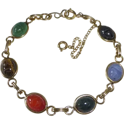 Gemstone Bracelet with Golden Chain