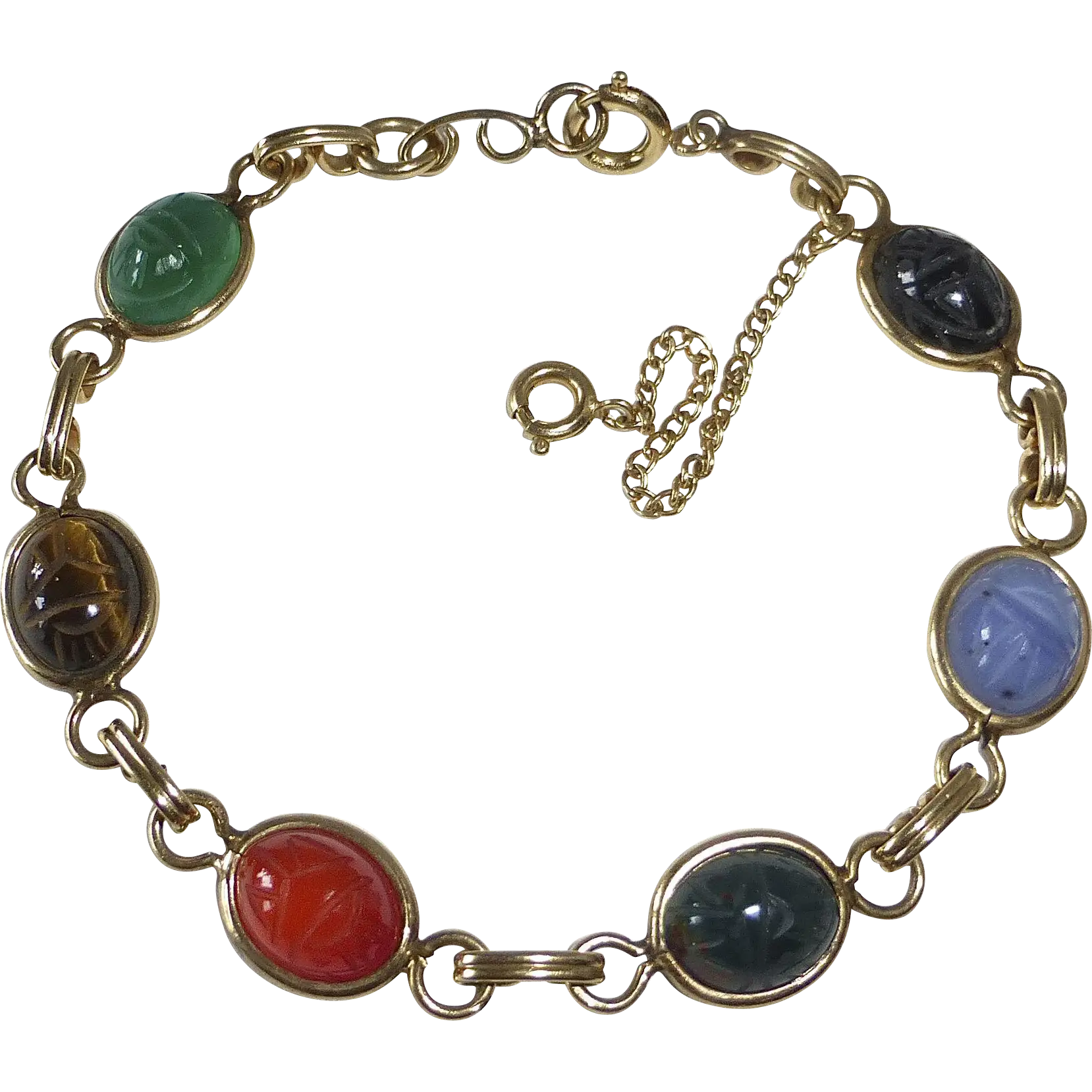 Gemstone Bracelet with Golden Chain