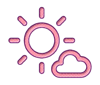 Pink Sun and Cloud Weather Icon