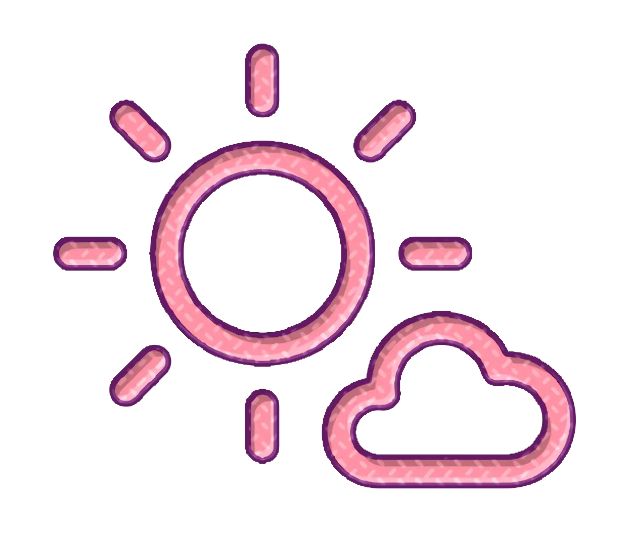 Pink Sun and Cloud Weather Icon