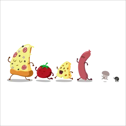 Cartoon Pizza and Friends