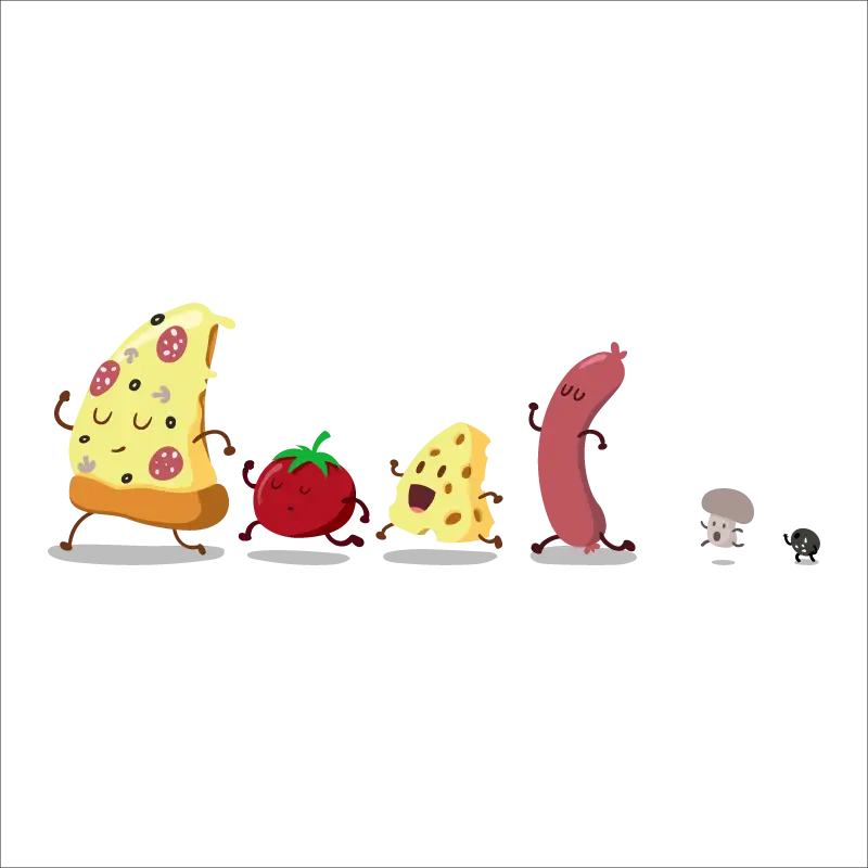 Cartoon Pizza and Friends