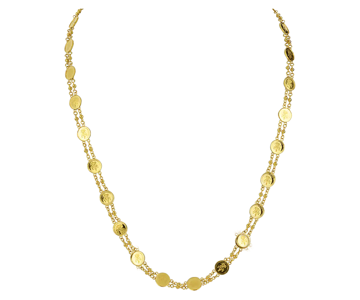 Elegant Gold Necklace with Coin Details