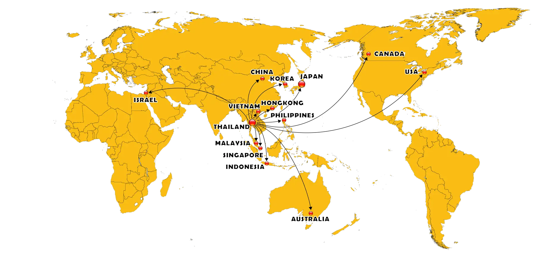 World Map with Country Connections