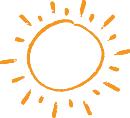 Bright Sun Illustration with Orange Rays