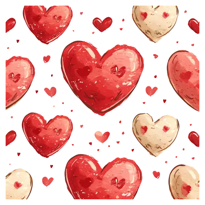 Red and Beige Heart Pattern for Valentine&#039;s Day