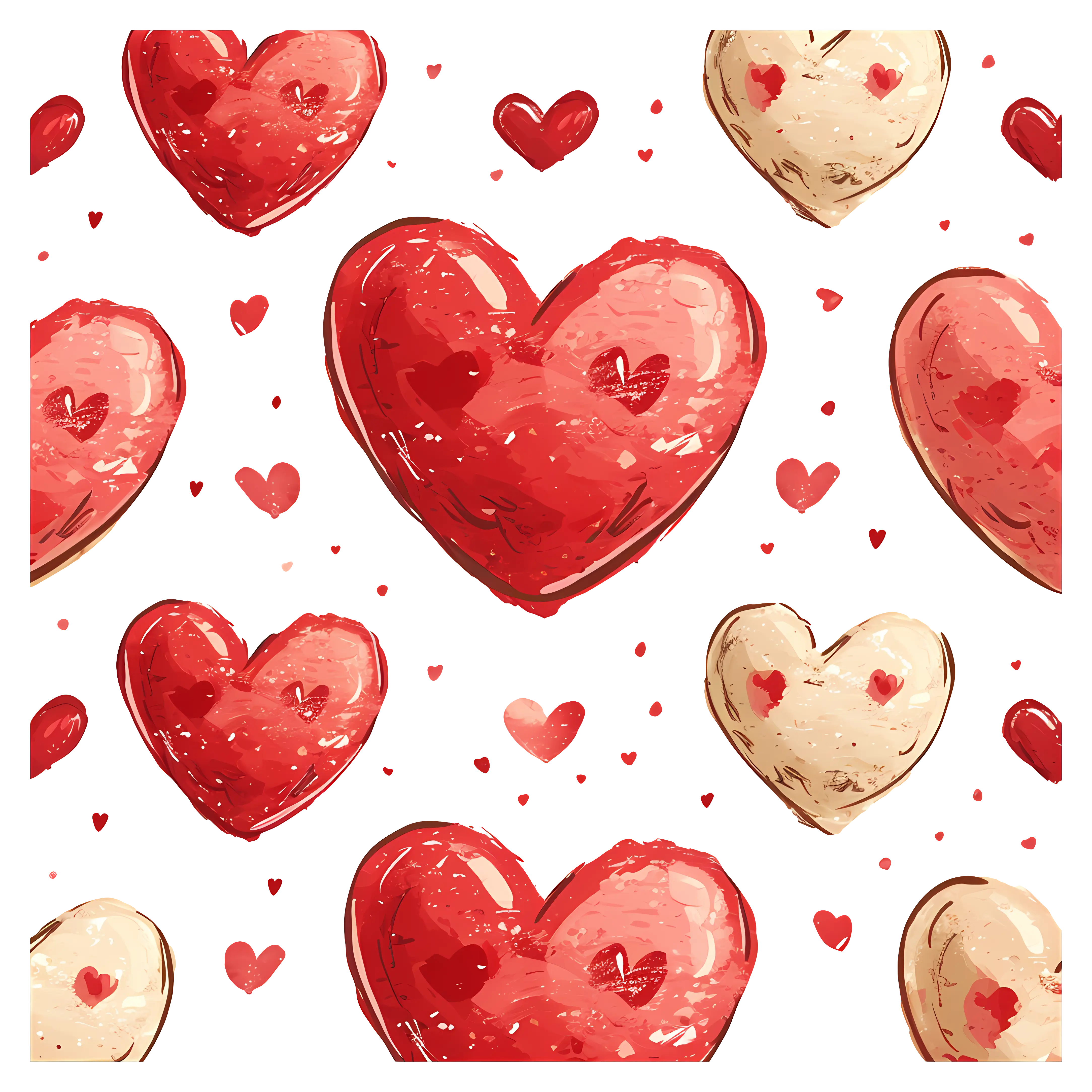 Red and Beige Heart Pattern for Valentine's Day