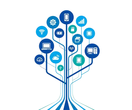 Technology Concept Illustration with Network Design