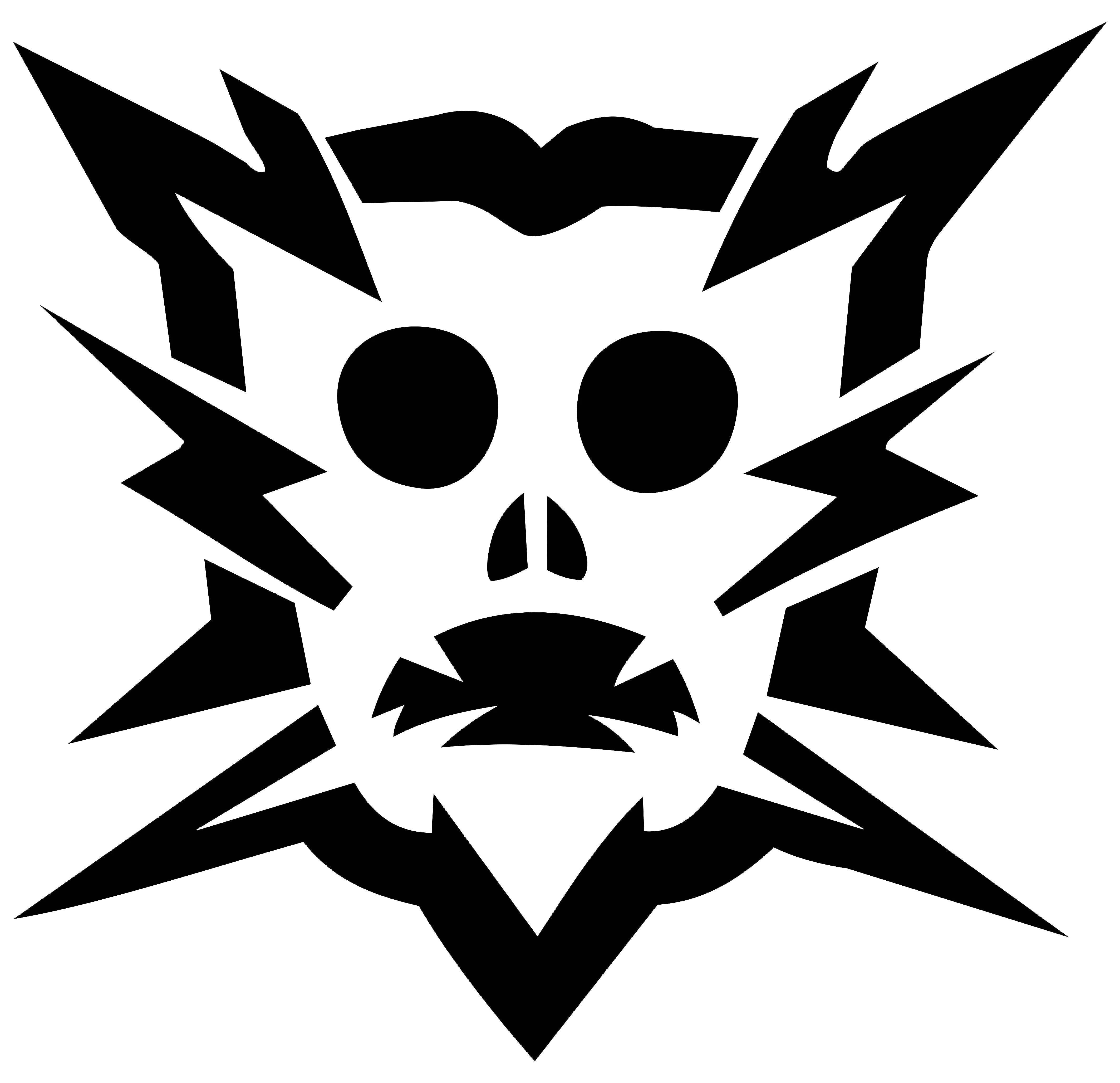 Black Skull Icon with Lightning Bolts