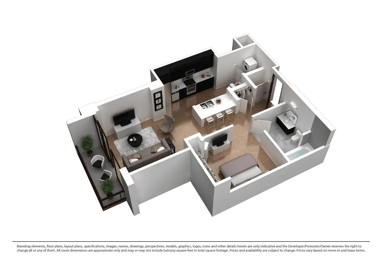 Three-dimensional household floor plan