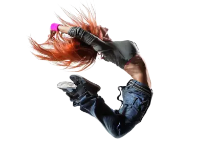 Energetic Dancer in Mid-Air