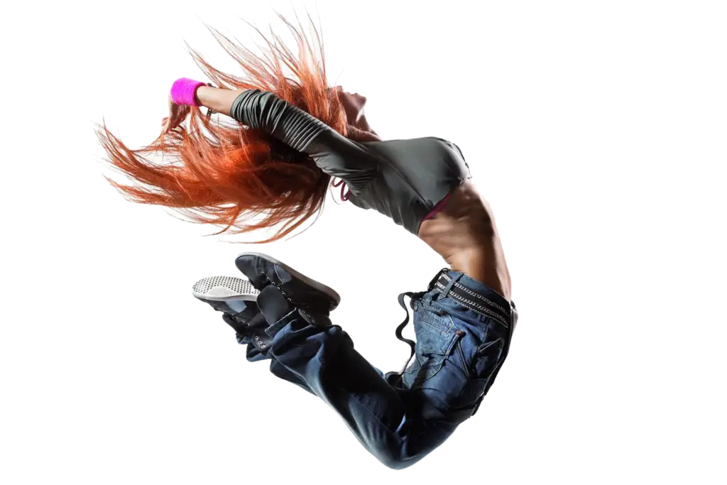 Energetic Dancer in Mid-Air