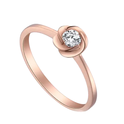 Rose Gold Engagement Ring with Diamond Centerpiece