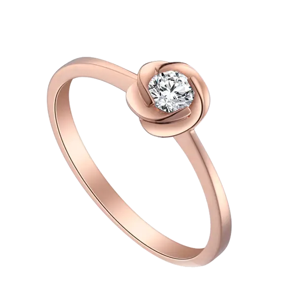 Rose Gold Engagement Ring with Diamond Centerpiece