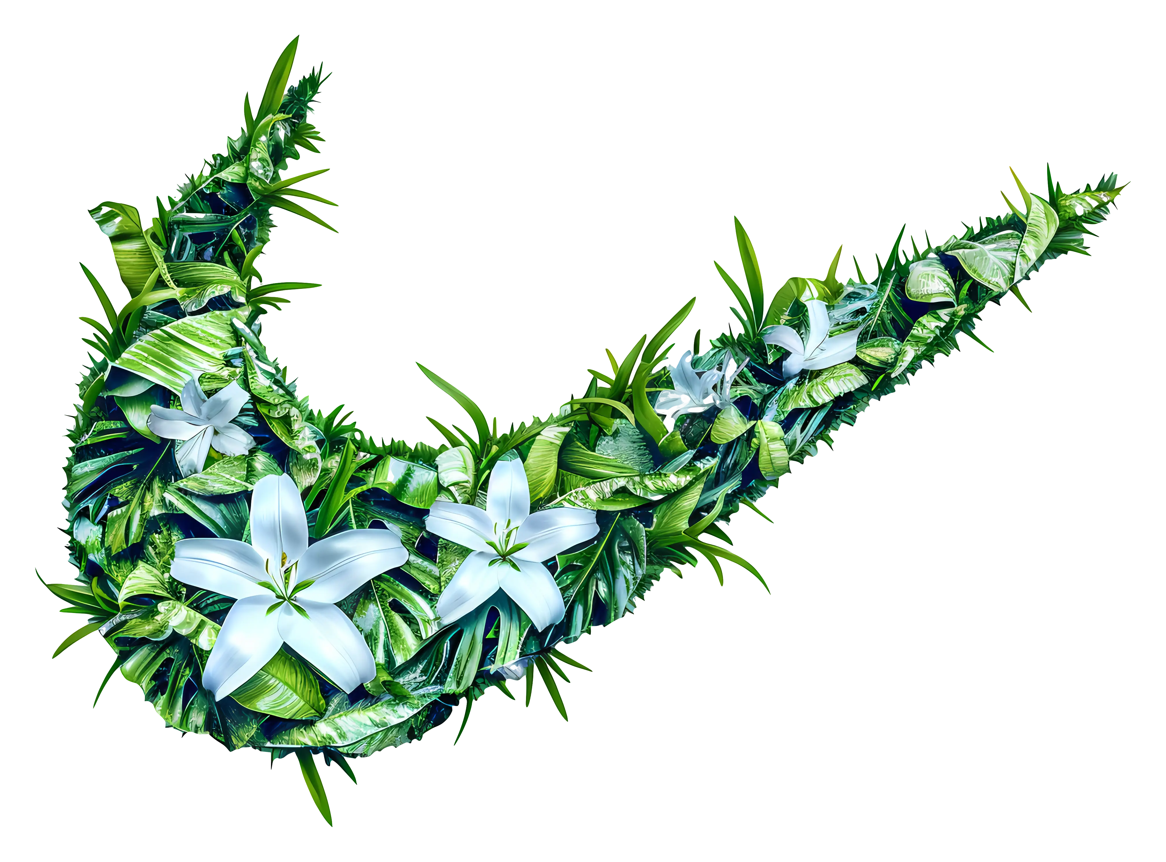 Green Floral Swoosh Decoration