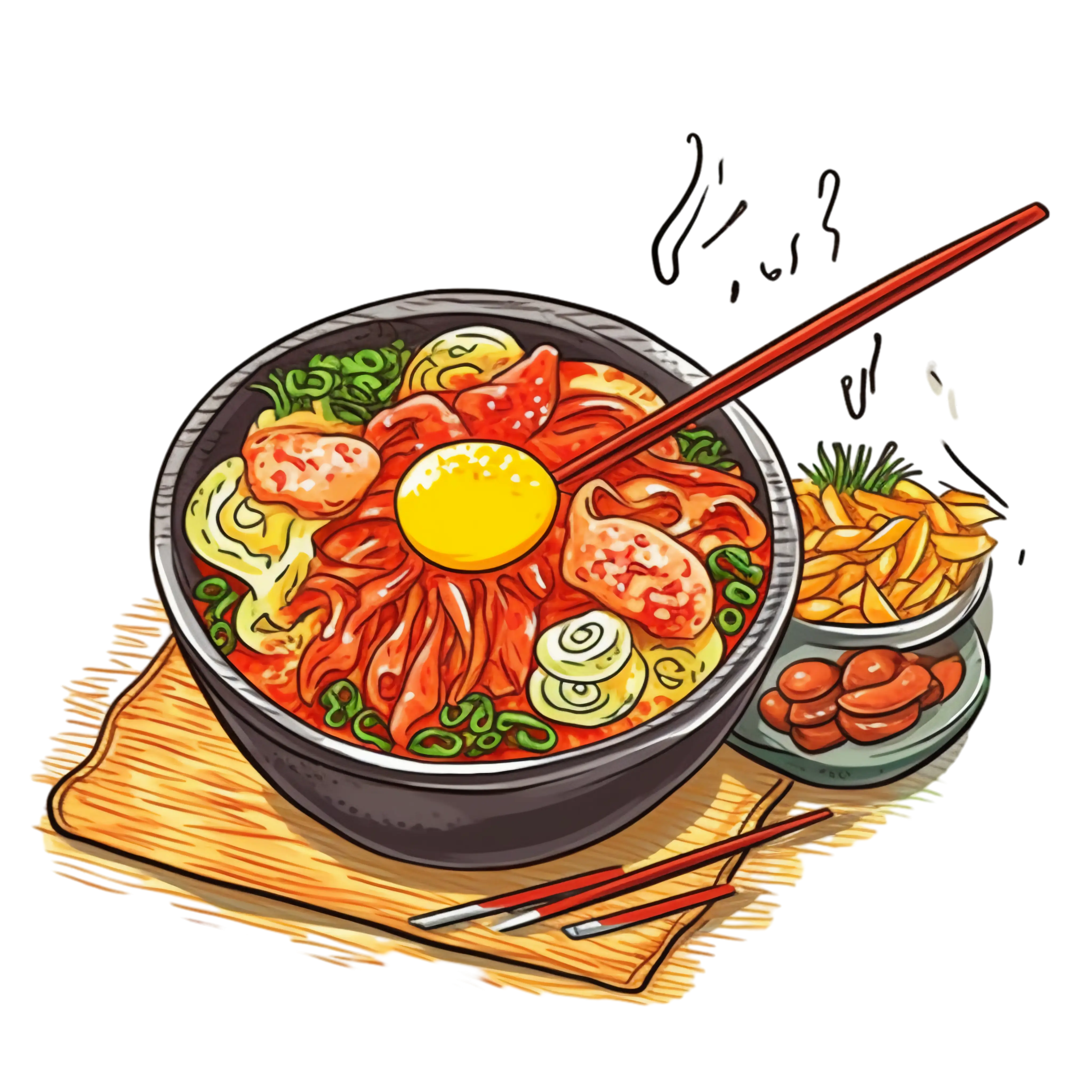 Artistic Bowl of Ramen with Side Dishes