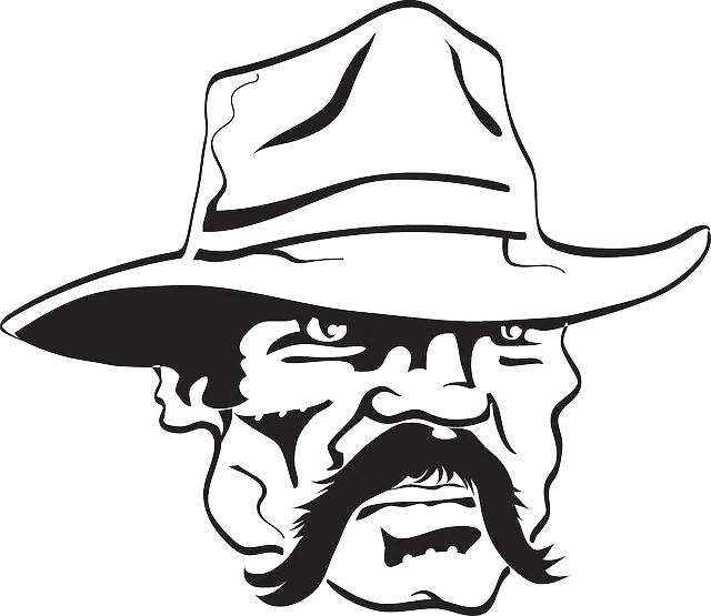 Cowboy Face Sketch in Western Style