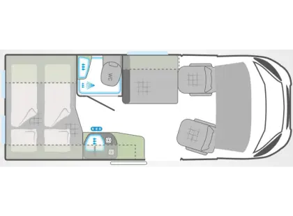 Motorhome Floor Plan with Bed and Bathroom