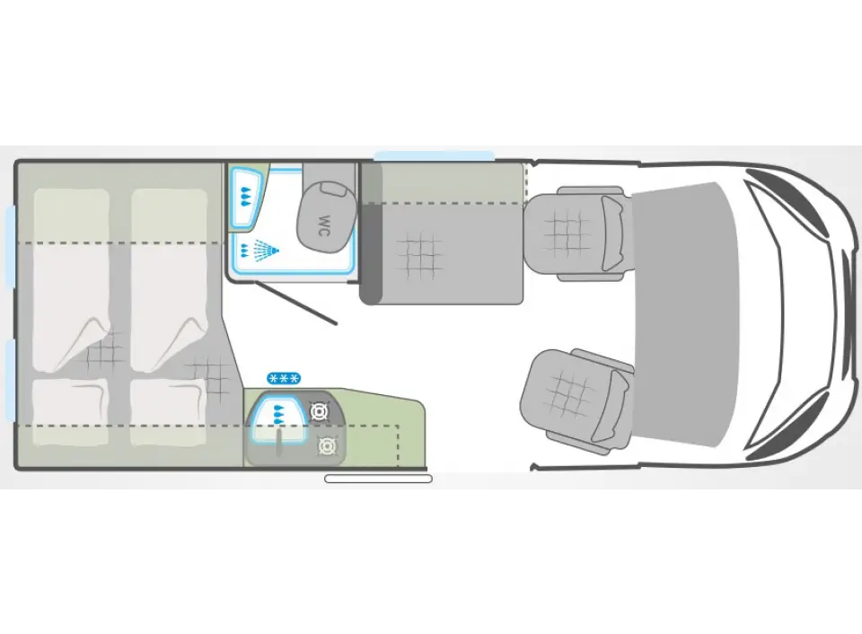 Motorhome Floor Plan with Bed and Bathroom