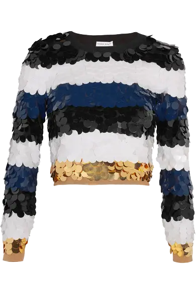 Fashionable Sequin Sweater with Stripes
