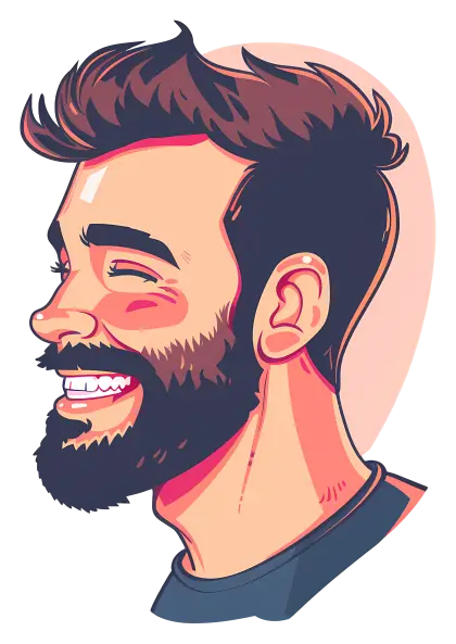 Smiling Bearded Man Cartoon Illustration