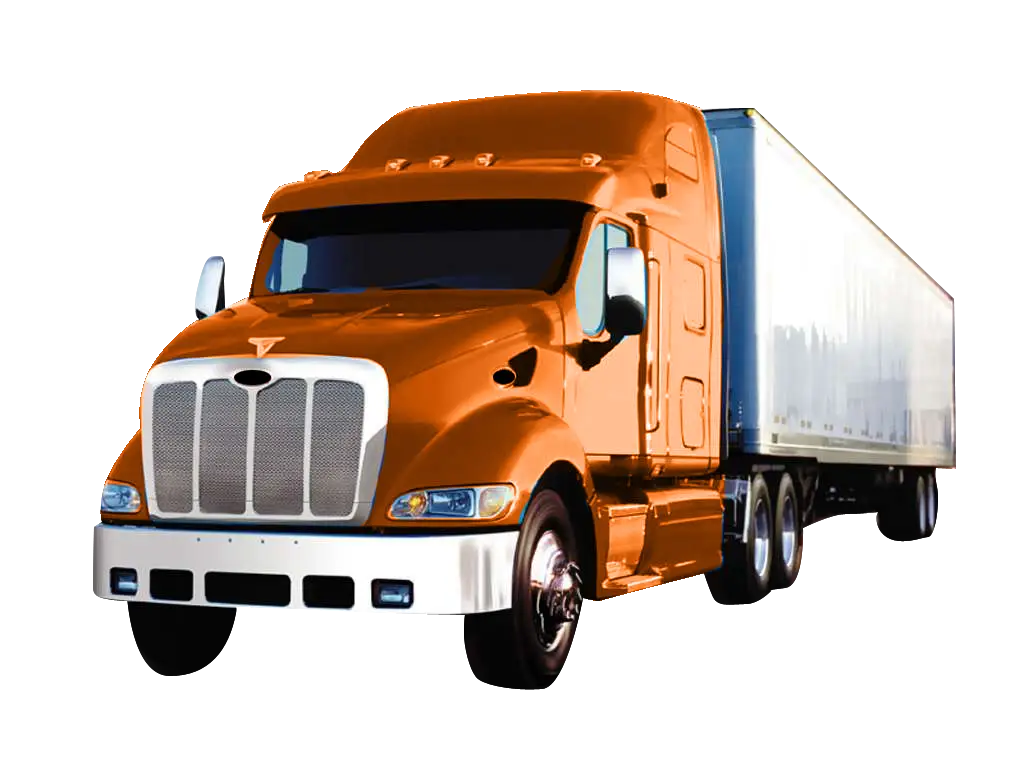 Orange Semi-Truck Hauling White Trailer