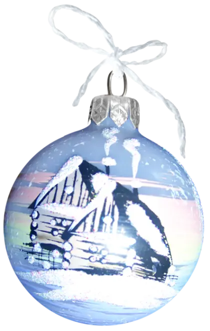Blue Christmas Ornament with Winter Design